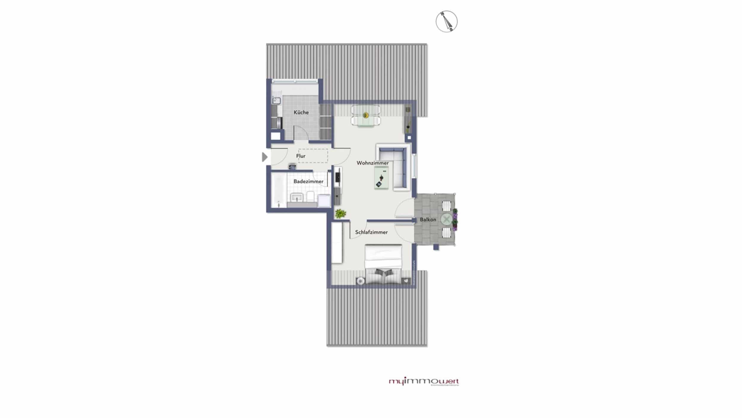 Dachgeschosswohnung in Poing, 49,60 m² - Myimmowert