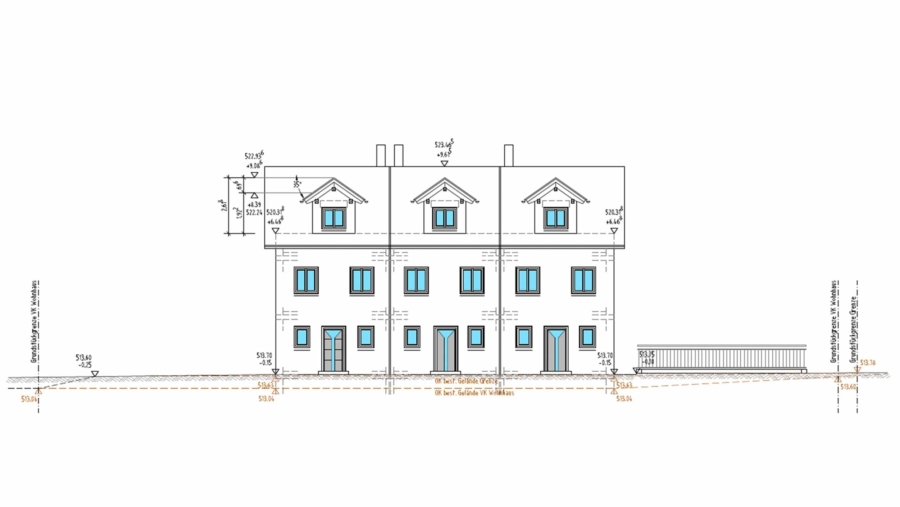 Platz für die ganze Familie! Modernes Reihenmittelhaus mit Südgarten, 2 Bädern und 2 Stellplätzen - Nordansicht