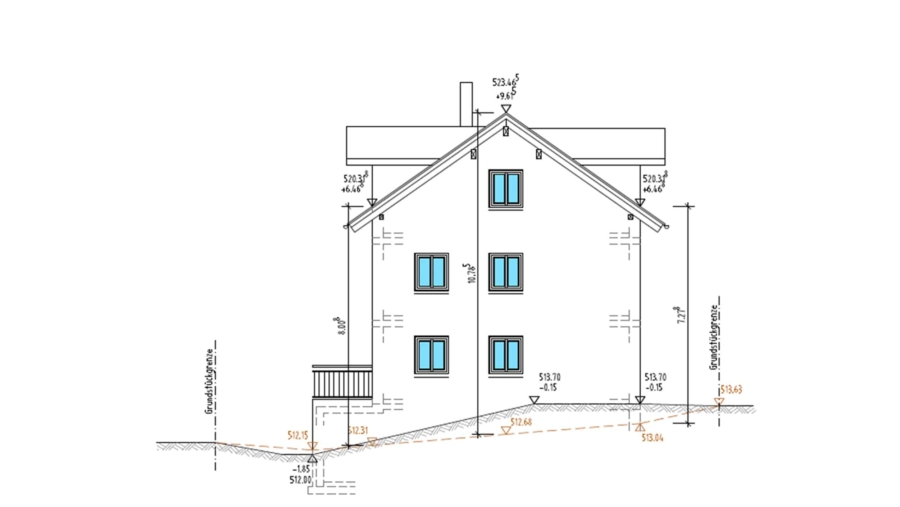 Platz für die ganze Familie! Modernes Reihenmittelhaus mit Südgarten, 2 Bädern und 2 Stellplätzen - Ostansicht