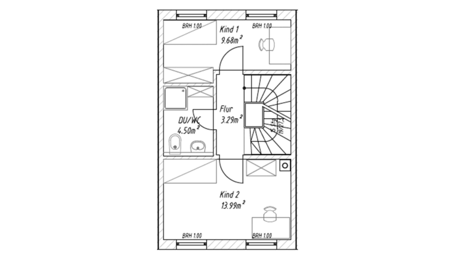 Platz für die ganze Familie! Modernes Reihenmittelhaus mit Südgarten, 2 Bädern und 2 Stellplätzen - Obergeschoss