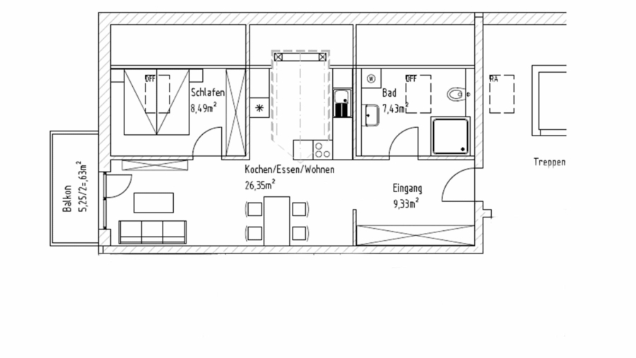 Schöne 2-Zimmer-Dachgeschosswohnung mit ca. 54 m² Wfl., großem Westbalkon, Carport & Stellplatz - Wohnung Nr. 9