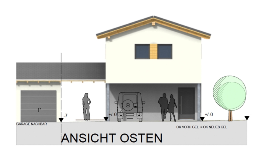 Genial durchdachtes Zweifamilienhaus mit zwei 3-Zimmer-Wohnungen in 2. Reihe in sehr guter Wohnlage - Ansicht Osten