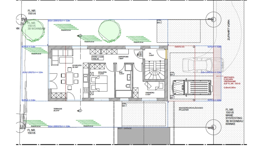 Genial durchdachtes Zweifamilienhaus mit zwei 3-Zimmer-Wohnungen in 2. Reihe in sehr guter Wohnlage - Erdgeschoss