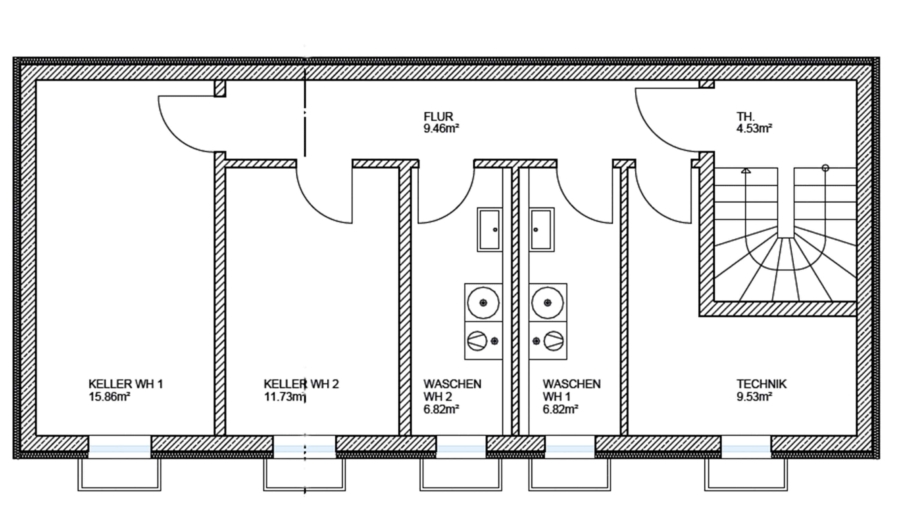 Genial durchdachtes Zweifamilienhaus mit zwei 3-Zimmer-Wohnungen in 2. Reihe in sehr guter Wohnlage - Kellergeschoss