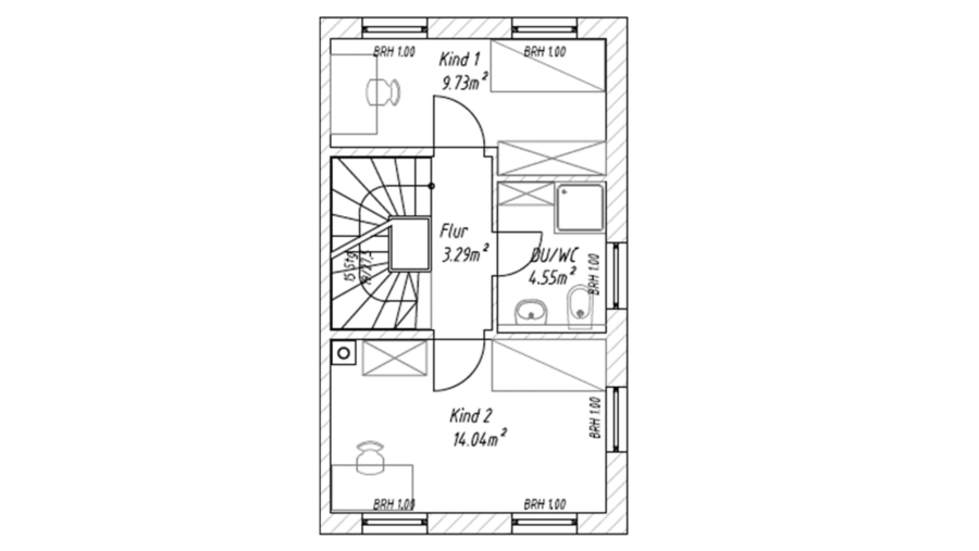Modernes Reiheneckhaus mit großem Garten, 2 Bädern, 2 Stellplätzen und sehr gutem Raumprogramm - Obergeschoss