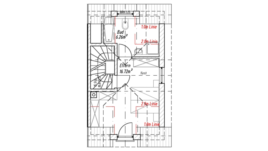 Modernes Reiheneckhaus mit großem Garten, 2 Bädern, 2 Stellplätzen und sehr gutem Raumprogramm - Dachgeschoss