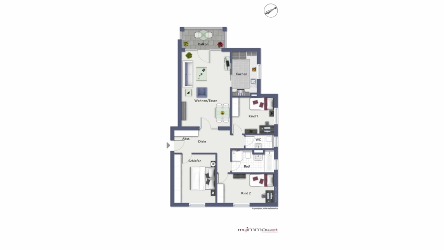 Moderne 4-Zimmer-Eigentumswohnung mit großem Westbalkon, TG-Stellplatz und Blick ins Grüne Freimanns - Wohnung