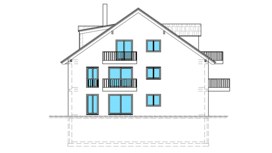 Schöne 2-Zimmer-Gartenwohnung zzgl. Souterrainbereich mit ca. 82 m² Wfl., Carport & Stellplatz - Westansicht