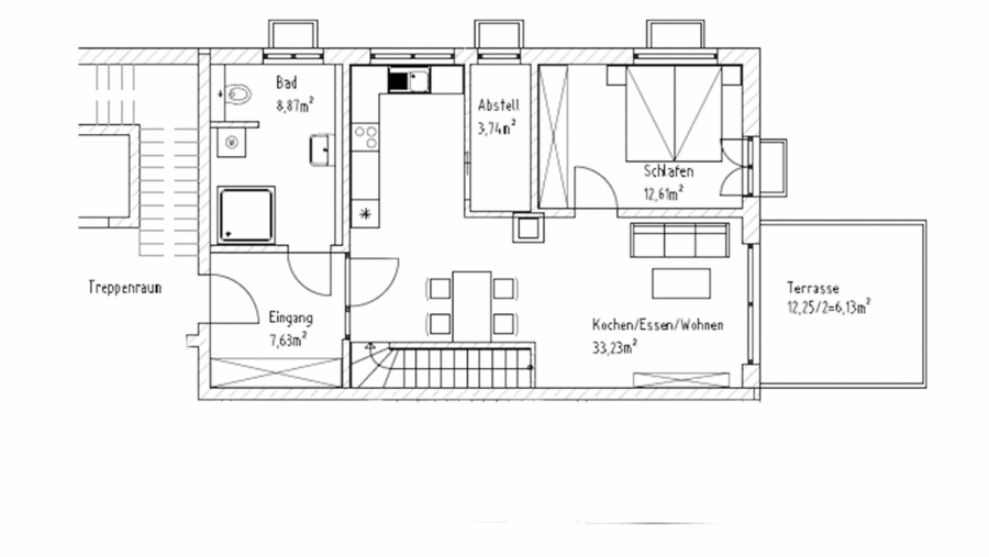 Schöne 2-Zimmer-Gartenwohnung zzgl. Souterrainbereich mit ca. 82 m² Wfl., Carport & Stellplatz - Wohnung Nr. 2