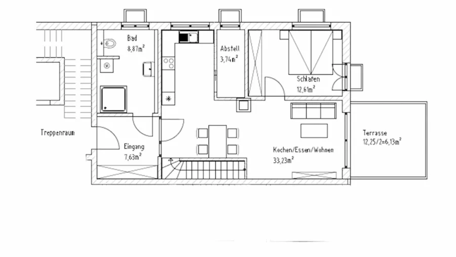 Schöne 2-Zimmer-Gartenwohnung zzgl. Souterrainbereich mit ca. 82 m² Wfl., Carport & Stellplatz - Wohnung Nr. 2