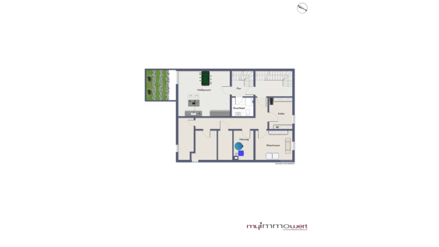 Helle 3,5-Zimmer-Gartenwohnung mit Soutterainbereich, 117 m² Wohnfläche, 2 Bädern & großem Garten - Souterrainbereich