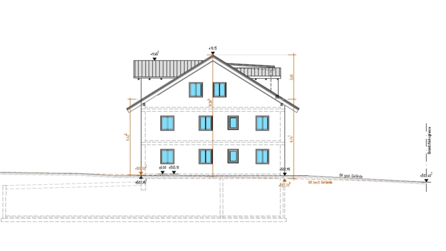 Sonnige 3-Zimmer-Dachgeschosswohnung mit 66 m² Wohnfläche, Südbalkon & 2 TG-Stellplätzen - Ansicht Osten