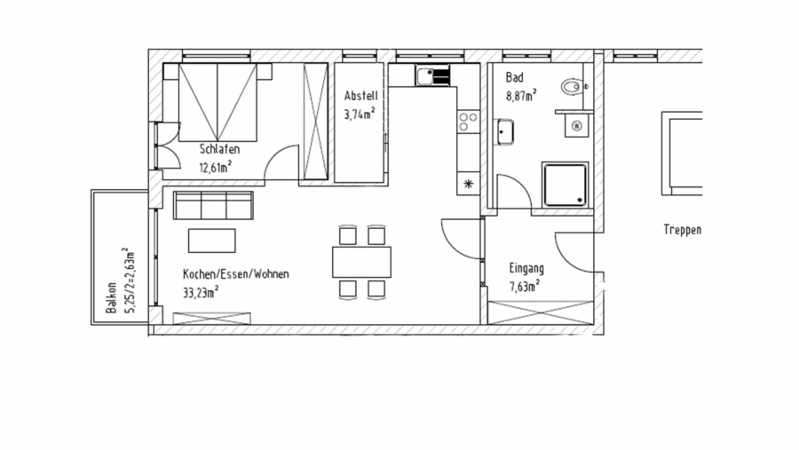 Schöne 2-Zimmer-Eigentumswohnung mit ca. 69 m² Wfl., großem Westbalkon, Carport & Stellplatz - Wohnung Nr. 5