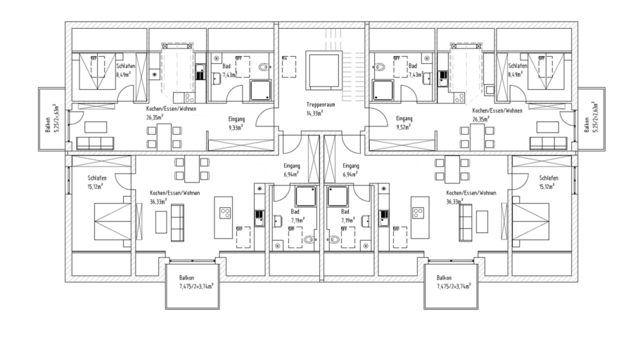 Modernes Mehrfamilienhaus mit 12 Wohneinheiten , 12 Carports & 12 Außenstellplätzen in Toplage - Dachgeschoss