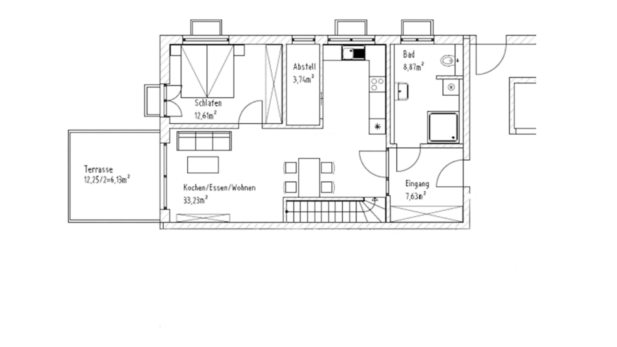 Schöne 2-Zimmer-Gartenwohnung zzgl. Souterrainbereich mit ca. 82 m² Wfl., Carport & Stellplatz - Wohnung Nr. 1