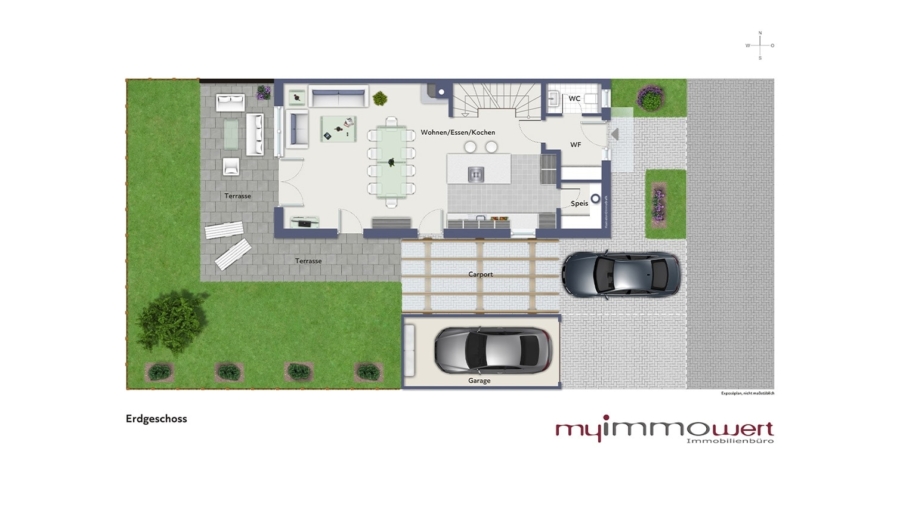 Elegante Walmdach Neubau Doppelhaushälfte mit 2 Bädern & 5 Zimmern in 2. Reihe zu verkaufen! - Erdgeschoss