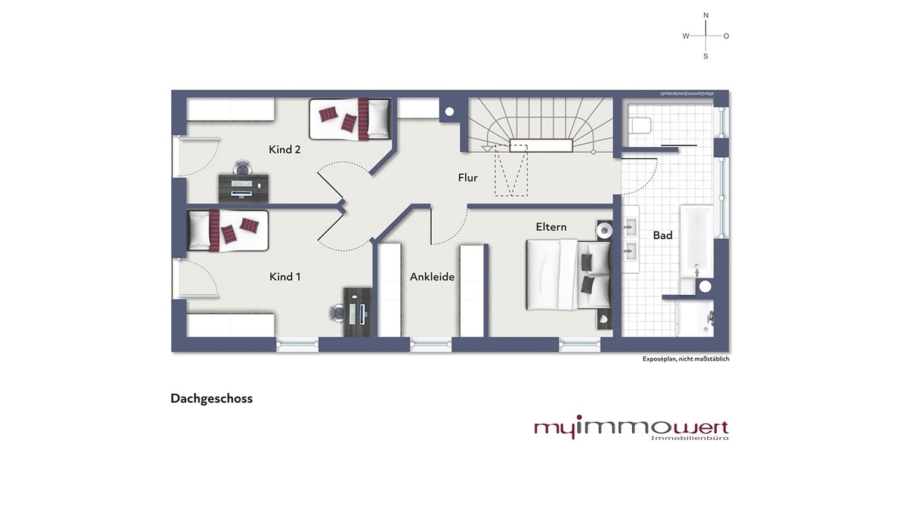 Elegante Walmdach Neubau Doppelhaushälfte mit 2 Bädern & 5 Zimmern in 2. Reihe zu verkaufen! - Dachgeschoss