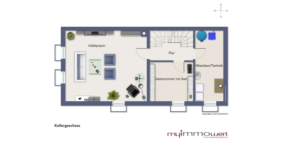 Elegante Walmdach Neubau Doppelhaushälfte mit 2 Bädern & 5 Zimmern in 2. Reihe zu verkaufen! - Kellergeschoss