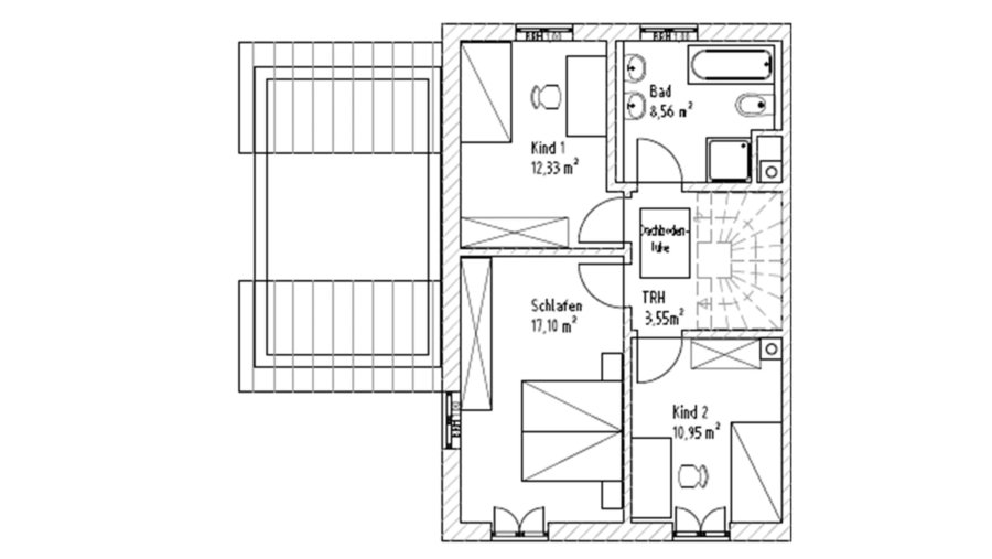 Moderne Doppelhaushälfte mit ca. 151,70 m² Wohnfläche, 5 Zimmern & 2 exklusiven Tageslichtbädern! - Obergeschoss