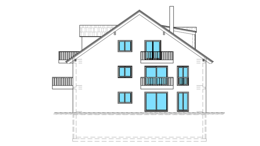 Schöne 3-Zimmer-Eigentumswohnung mit ca. 90 m² Wfl., riesigem Südbalkon, Carport & Stellplatz - Ostansicht