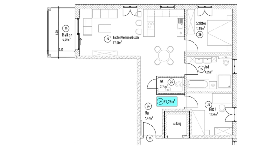 Moderne 3-Zimmer-Wohnung mit großem Westbalkon, 2 TG-Stellplätze & großem Tageslichtbad - Wohnung
