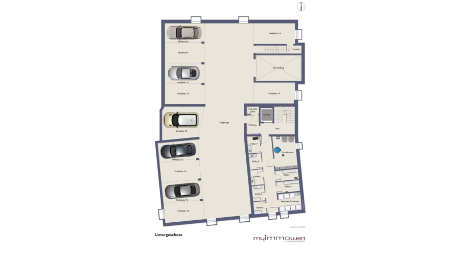 Edle 4-Zimmer-Dachgeschosswohnung mit 136 m²Wohnfläche, 2 Bäder & Luxusausstattung - Geschossplan Untergeschoss