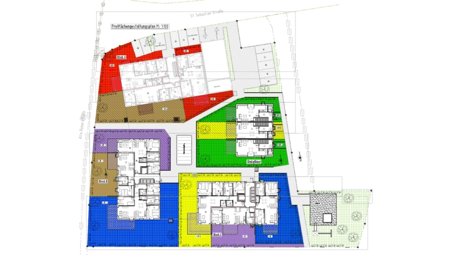 Hochwertige 3-Zimmer-Eigentumswohnung auf Erbpacht kurzfristig zum Selbstbezug (Baujahr 2023) - Freiflächengestaltungsplan