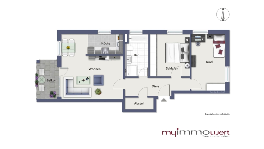 Im Herzen von Erding! Moderne 3-Zimmer-Eigentumswohnung mit großem Westbalkon & TG-Stellplatz - Wohnung