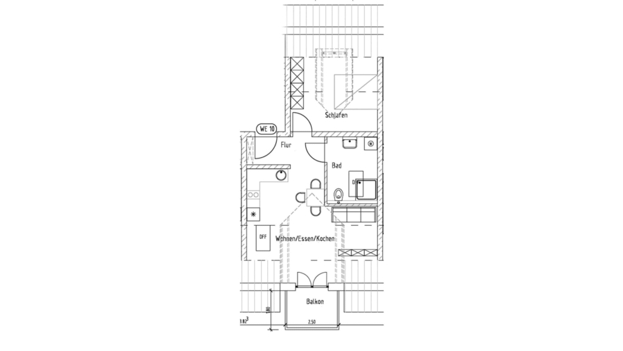 Sonnige 2-Zimmer-Dachgeschosswohnung mit ca. 45 m² Wohnfläche, Südbalkon & geräumigen TG-Stellplatz - Wohnung