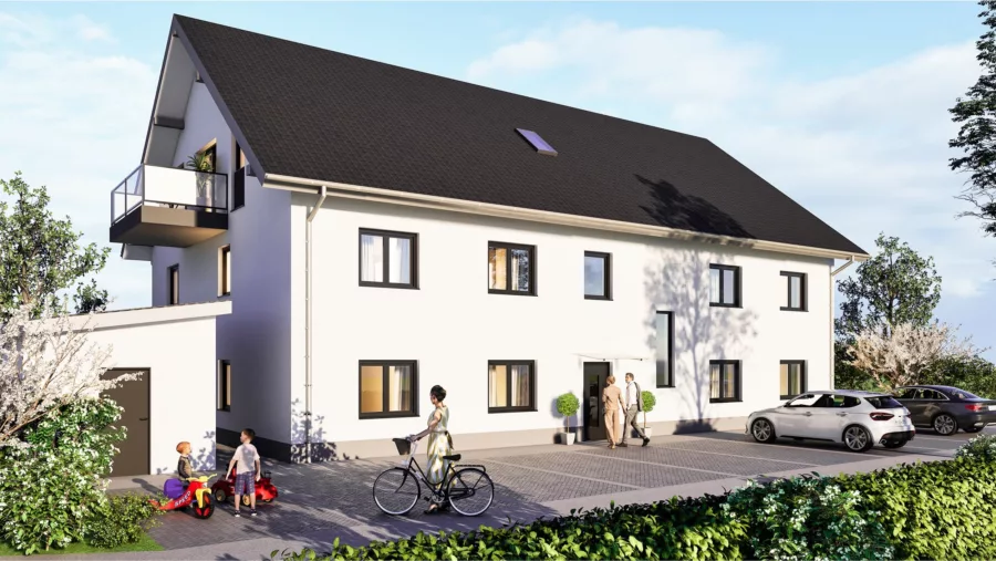 Schöne 3-Zimmer-Eigentumswohnung mit großem Westbalkon und 2 Stellplätzen - Eingangsbereich Visualisierung