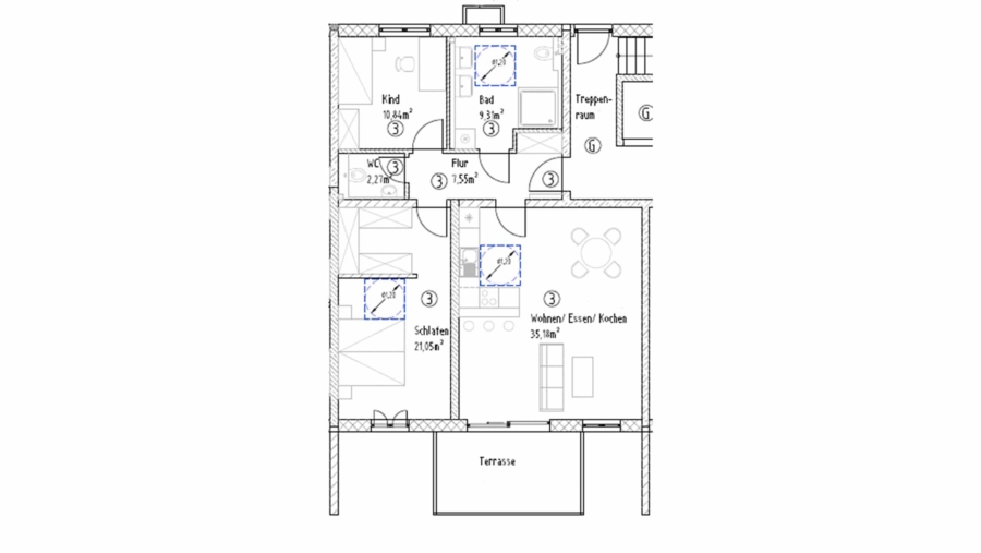 Schöne 3-Zimmer-Gartenwohnung mit 92 m² Wohnfläche, großem Südgarten & 2 TG-Stellplätzen - Wohnung