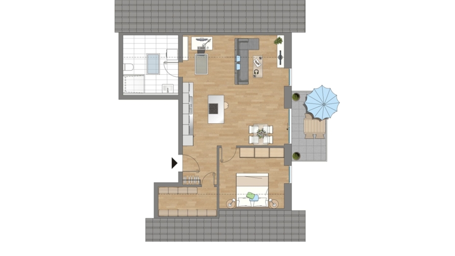 2-Zimmer-Dachgeschosswohnung, KfW 40 Standard, großer Balkon und KFZ-Stellplatz - Wohnung