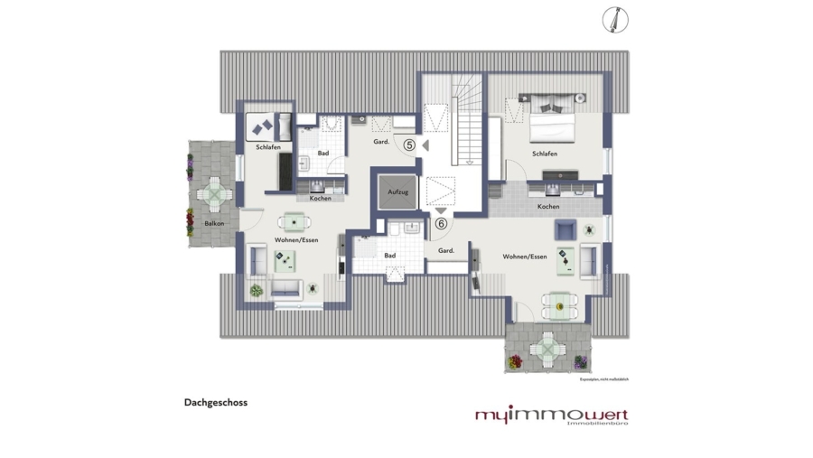 Familienoase! Exklusive 3-Zimmer-Gartenwohnung in idealer Südausrichtung in Pliening zu verkaufen! - Geschossplan Dachgeschoss