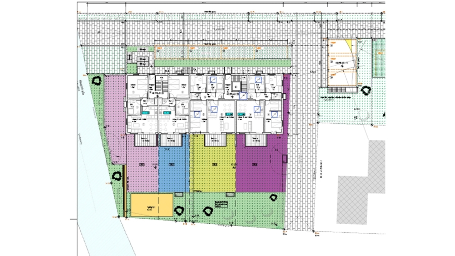 Moderne 3-Zimmer-Eigentumswohnung mit 90 m² Wohnfläche, großem Südbalkon & 2 TG-Stellplätzen - Freiflächengestaltungsplan