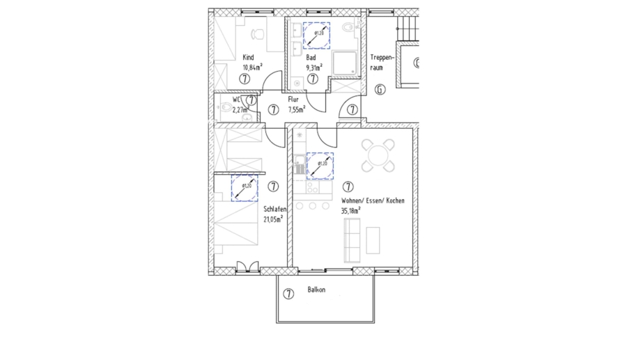 Moderne 3-Zimmer-Eigentumswohnung mit 90 m² Wohnfläche, großem Südbalkon & 2 TG-Stellplätzen - Wohnung