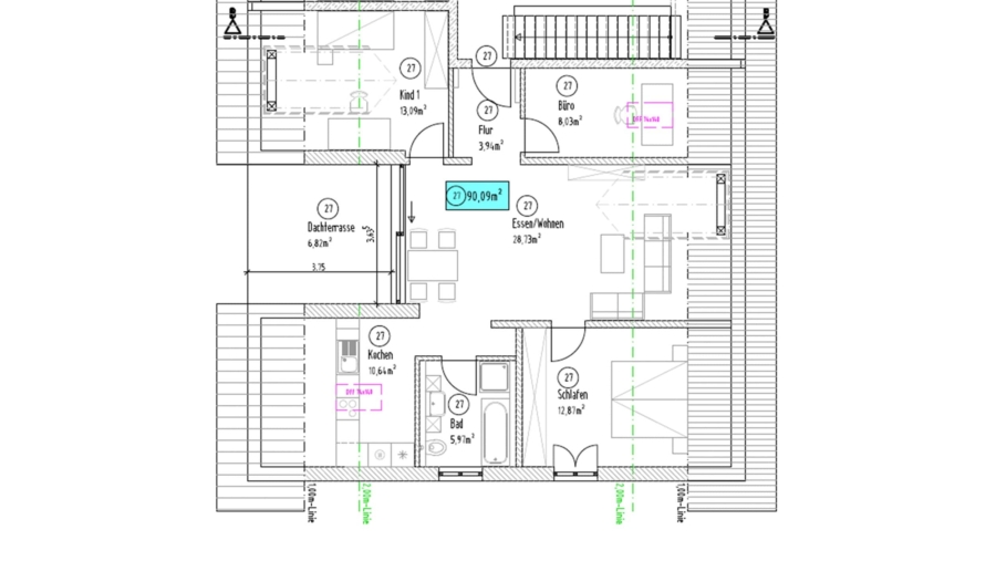 Top vermietete 3,5-Zimmer-Dachgeschosswohnung, Bj. 2023 in sehr guter Wohnlage sucht Kapitalanleger! - Wohnung