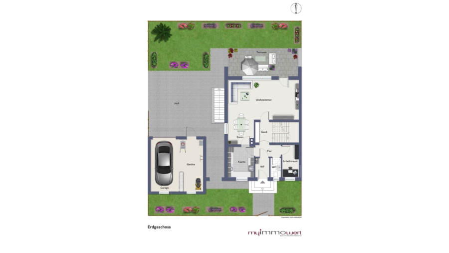 Grundsolide Doppelhaushälfte mit 453 m² Grundstück, ca. 193 m² Wohnfläche und 5,5 Zimmer + Hobbyraum - Erdgeschoss