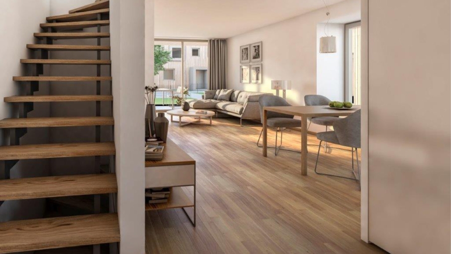 Moderne Doppelhaushälfte (Haus 3.1) im Passivhausstandard in familienfreundlicher Wohnlage in Poing - Wohnzimmer