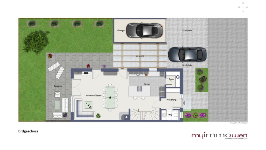 Elegante Walmdach Neubau-Doppelhaushälfte mit edlem Kaminofen, 2 Bädern und Topausstattung - Erdgeschoss