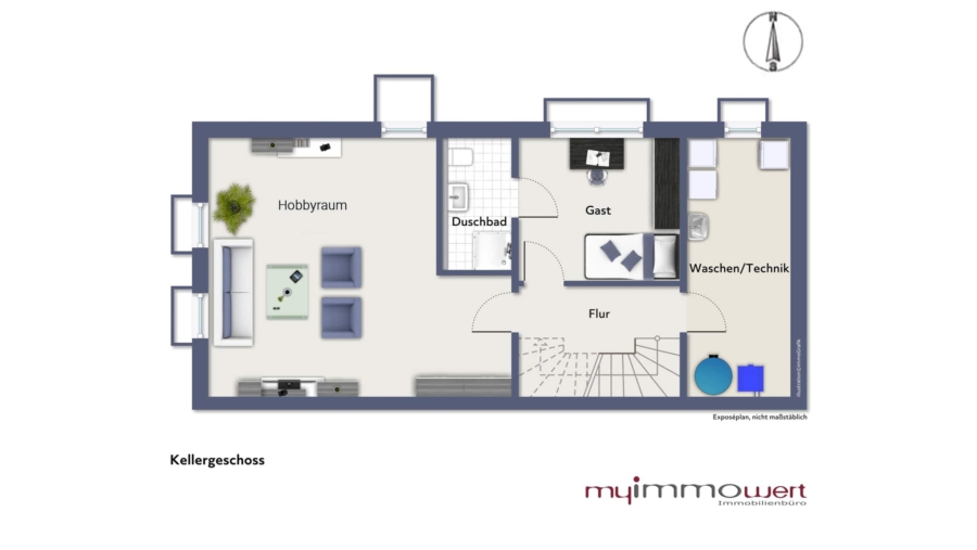 Elegante Walmdach Neubau-Doppelhaushälfte mit edlem Kaminofen, 2 Bädern und Topausstattung - Grundriss Kellergeschoss
