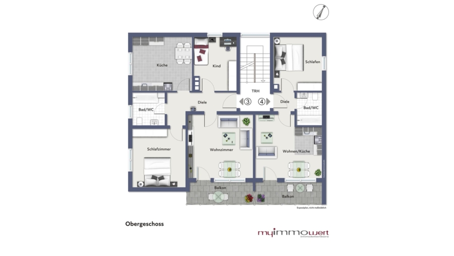 Grundsolides und komplett vermietetes Mehrfamilienhaus mit 6 Wohnungen & Garagen in Toplage Eching - Obergeschoss