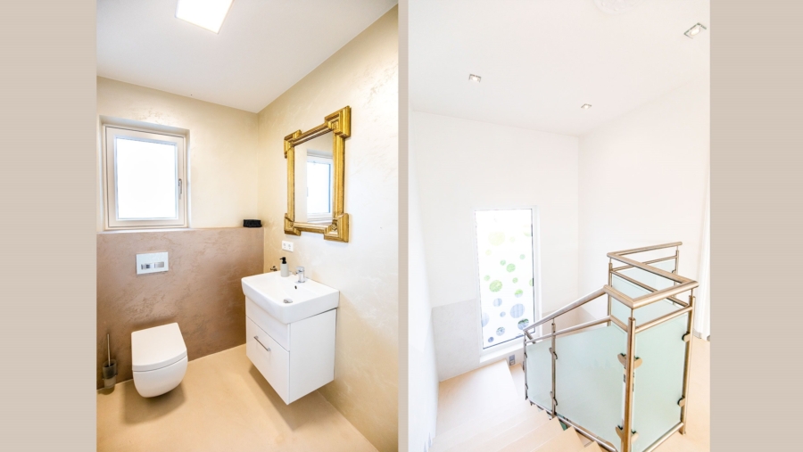 Stilvolles Wohnen & Leben in exklusiver Traumvilla! - Gäste-WC und Treppenhaus