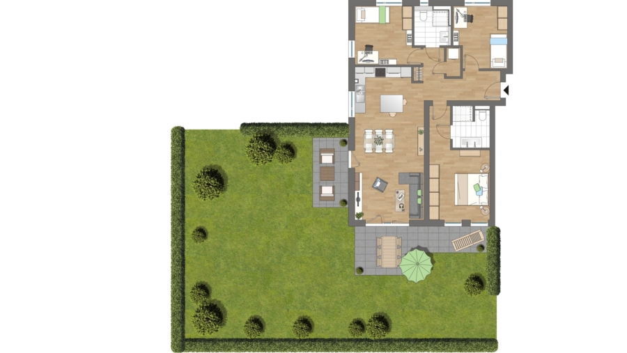 Modernes Mehrfamilienhaus mit 10 Wohneinheiten, 15 TG-Stellplätzen im Herzen von Hallbergmoos - Grundriss Wohnung 1