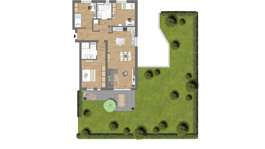 Modernes Mehrfamilienhaus mit 10 Wohneinheiten, 15 TG-Stellplätzen im Herzen von Hallbergmoos - Grundriss Wohnung 3
