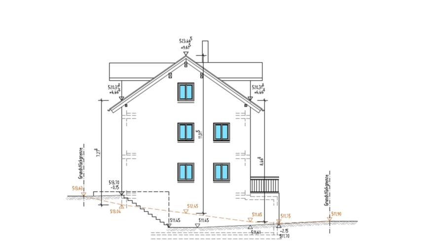 Familiengerechtes Reiheneckhaus mit großem Süd-/Westgarten, 2 Bädern & 2 Stellplätzen - Westansicht