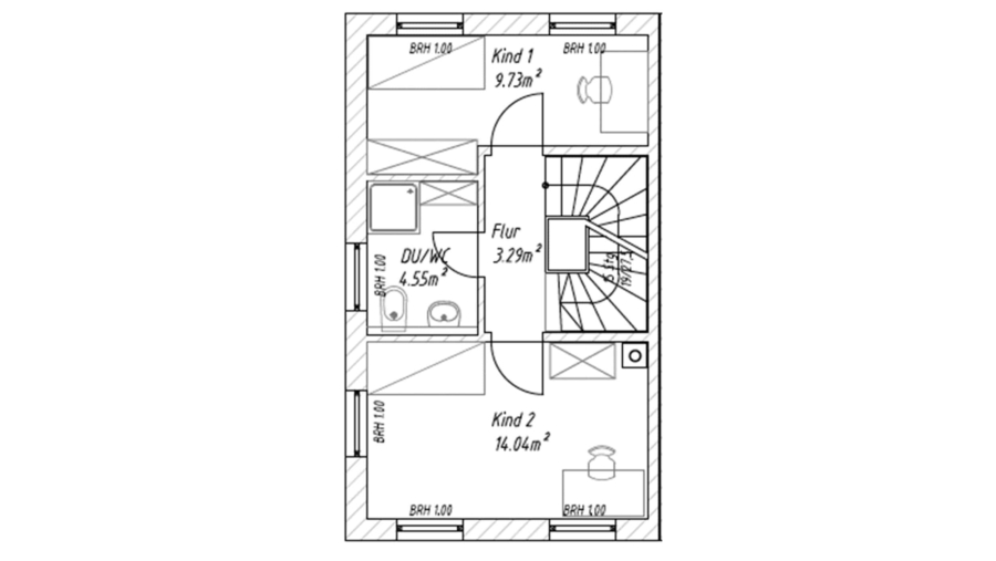 Familiengerechtes Reiheneckhaus mit großem Süd-/Westgarten, 2 Bädern & 2 Stellplätzen - Obergeschoss