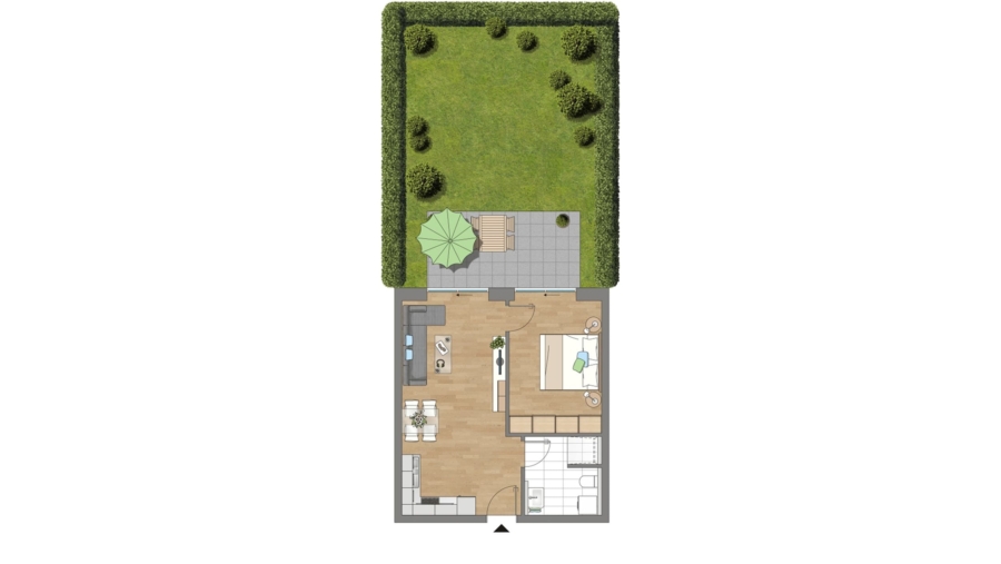 Schöne 2-Zimmer-Gartenwohnung, KfW40 Standard mit Duschbad und KFZ-Stellplatz - Wohnung