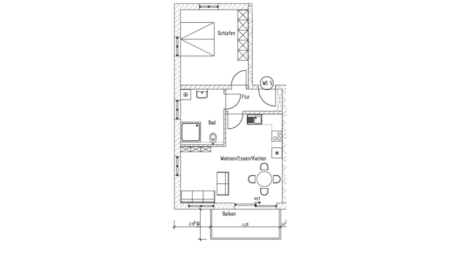 Moderne 2-Zimmer-Wohnung mit 60 m² Wohnfläche, großem Südbalkon & geräumigen TG-Stellplatz - Wohnung