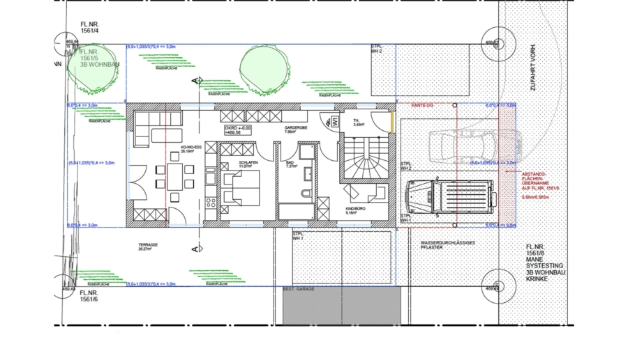Moderne 3-Zimmer-Dachgeschosswohnung mit großem Westbalkon & zwei großen Außenstellplätzen - Erdgeschoss