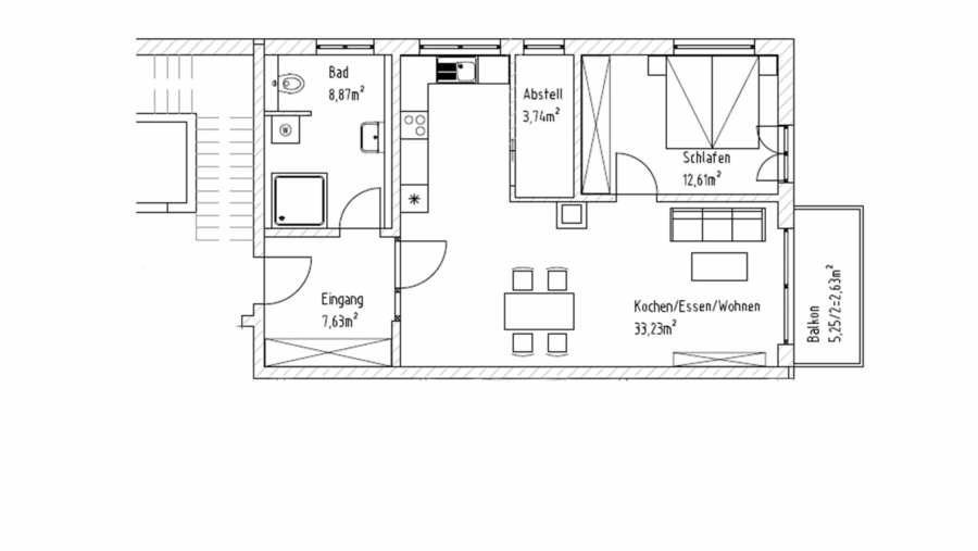 Schöne 2-Zimmer-Eigentumswohnung mit ca. 69 m² Wfl., großem Balkon, Carport & Stellplatz - Wohnung Nr. 6